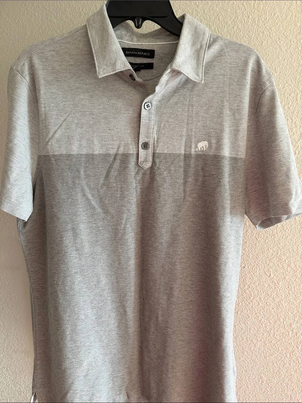 Banana Republic Light Gray Men's Polo Two Tone Regular Fit size Large